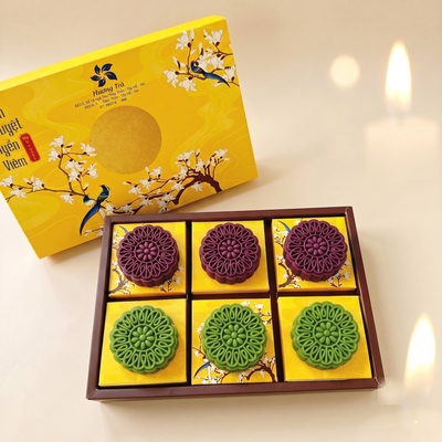 Hộp quà 6 bánh trung thu khoai môn chay, trà xanh chay